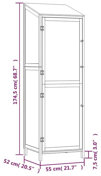 VidaXL Αποθήκη Κήπου 55 x 52 x 174,5 εκ. από Μασίφ Ξύλο Ελάτης