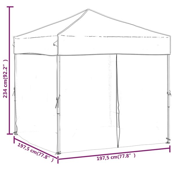 VidaXL Τέντα Εκδηλώσεων Πτυσσόμενη με Πλαϊνά Τοιχώματα Taupe 2 x 2 μ