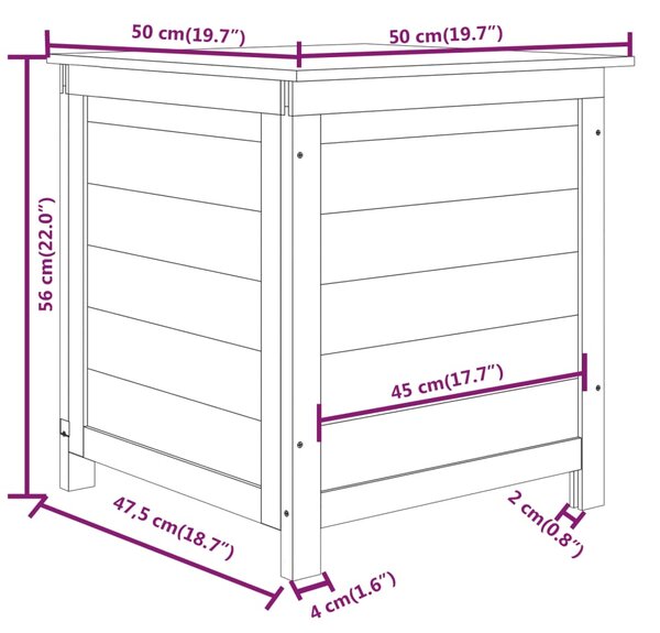 VidaXL Κουτί Μαξιλαριών Εξ. Χώρου Καφέ 50x50x56 εκ. Μασίφ Ξύλο Ελάτης