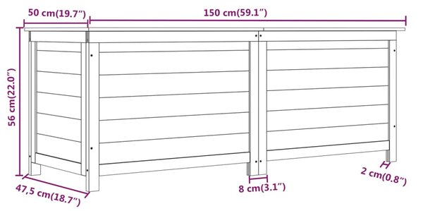 VidaXL Κουτί Μαξιλαριών Εξ. Χώρου Καφέ 150x50x56 εκ. Μασίφ Ξύλο Ελάτης