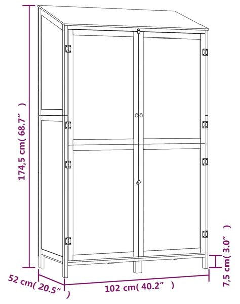 VidaXL Αποθήκη Κήπου 102 x 52 x 174,5 εκ. από Μασίφ Ξύλο Ελάτης