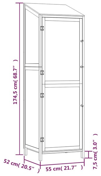 VidaXL Αποθήκη Κήπου Ανθράκι 55 x 52 x 174,5 εκ. από Μασίφ Ξύλο Ελάτης