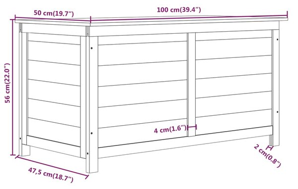 VidaXL Κουτί Μαξιλαριών Εξ. Χώρου Ανθρακί 100x50x56 εκ. Μασίφ Ελάτη