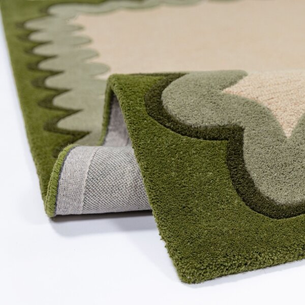 Covor Wiggle Wool Verde oliv 140x200 cm