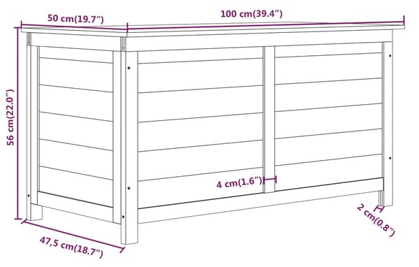 VidaXL Κουτί Μαξιλαριών Εξ. Χώρου Καφέ 100x50x56 εκ. Μασίφ Ξύλο Ελάτης