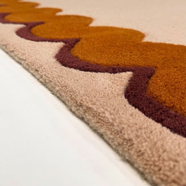 Covor rotund Wiggle Wool Portocaliu 160x160 cm