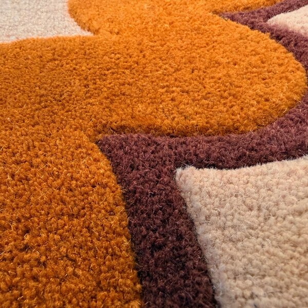 Covor rotund Wiggle Wool Portocaliu 160x160 cm