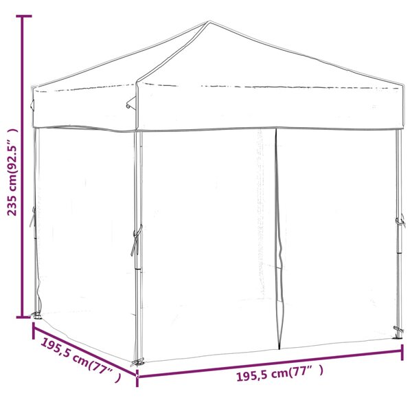 VidaXL Τέντα Εκδηλώσεων Πτυσσόμενη με Πλαϊνά Τοιχώματα Λευκή 2 x 2 μ