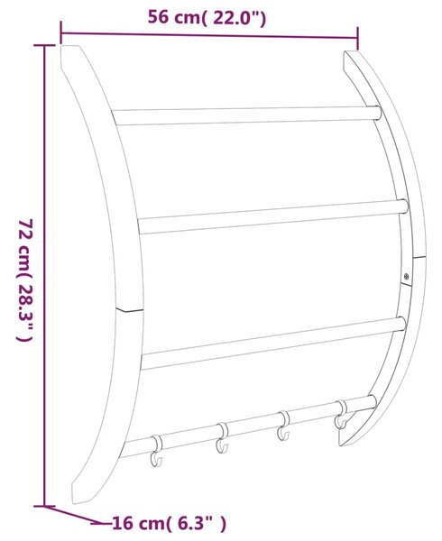 VidaXL Κρεμάστρα Πετσετών με Γάντζους Ασημί 56x16x72 εκ. από Αλουμίνιο