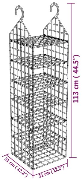 VidaXL Κρεμαστές Θήκες Ρούχων Ντουλάπας με 7 Ράφια