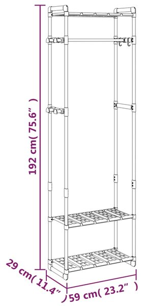 VidaXL Κρεμάστρα Ρούχων με 3 Επίπεδα Ασημί 59x29x192 εκ. Αλουμίνιο