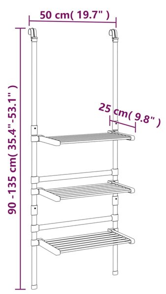VidaXL Απλώστρα Ρούχων Κρεμαστή 3 Επιπέδων από Αλουμίνιο