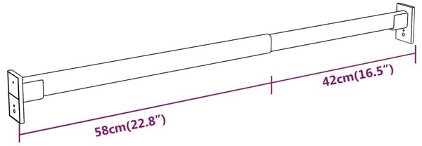 VidaXL Τηλεσκοπικές Ράγες Ντουλάπας 2 τεμ. Ασημί 58-100 εκ