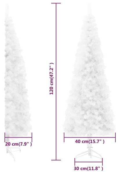 VidaXL Χριστουγεν. Δέντρο Slim Τεχνητό Μισό με Βάση Λευκό 120 εκ