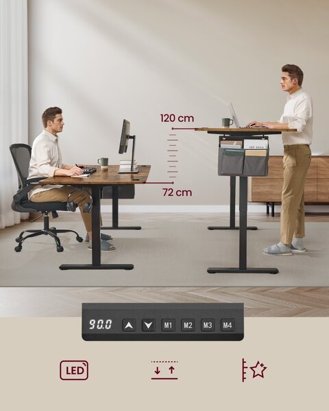 Birou reglabil pe inaltime Songmics, Balok, Maro, 180x80x120 cm