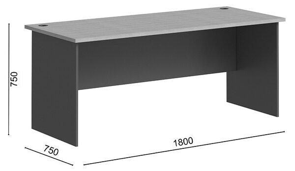 Birou Fesialo, Antracit, 180x75x75 cm
