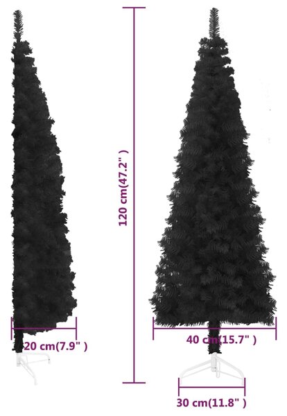 VidaXL Χριστουγεν. Δέντρο Slim Τεχνητό Μισό με Βάση Μαύρο 120 εκ