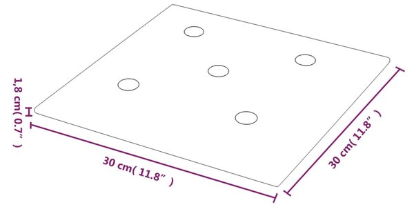 VidaXL Πάνελ Τοίχου 12 τεμ. Κόκκινα 30 x 30 εκ. 1,08 μ² Συνθ. Δέρμα