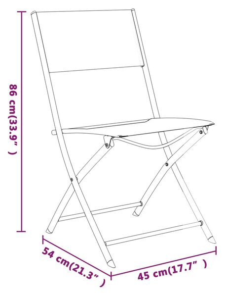 VidaXL Καρέκλες Εξ. Χώρου Πτυσσόμενες 4 τεμ. Μαύρες. Ατσάλι/Textilene