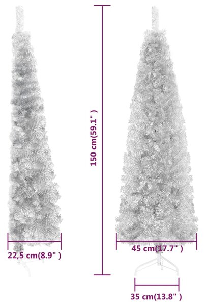 VidaXL Χριστουγεννιάτικο Δέντρο Τεχνητό Μισό Με Βάση Ασημί 150 εκ