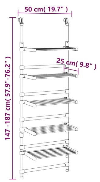 VidaXL Απλώστρα Ρούχων Κρεμαστή 5 Επιπέδων από Αλουμίνιο