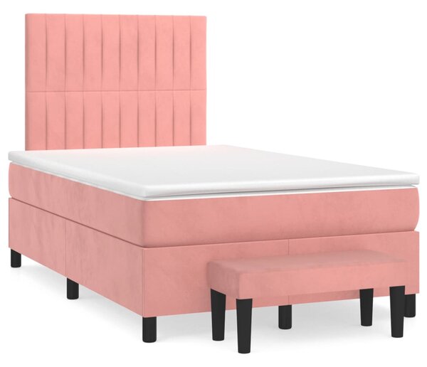 VidaXL Κρεβάτι Boxspring με Στρώμα Ροζ 120x190 εκ. Βελούδινο