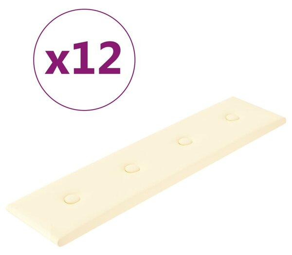 VidaXL Πάνελ Τοίχου 12 τεμ. Κρεμ 60x15 εκ. 1,08 μ² Συνθετικό Δέρμα