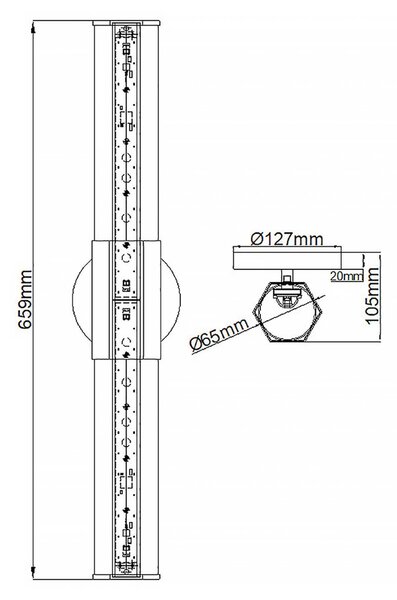 Facet Dual LED φωτιστικό τοίχου μπάνιου, μαύρο, 2-φωτιστικό, πλάτος 66 cm