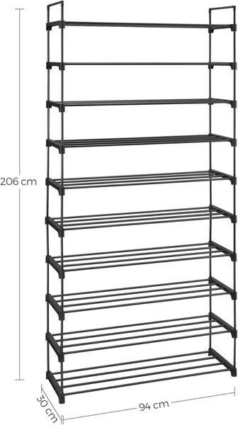 Αρθρωτή παπουτσοθήκη Μαύρο Songmics 92x30x194 cm