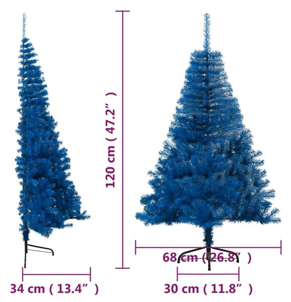 VidaXL Χριστουγεννιάτικο Δέντρο Τεχνητό Μισό Με Βάση Μπλε 120 εκ. PVC