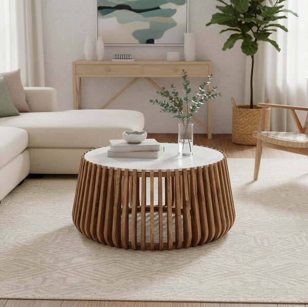 Τραπεζάκι σαλονιού Mable Φυσικό 80x80x45 cm