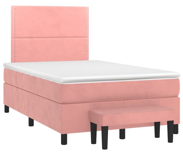 VidaXL Κρεβάτι Boxspring με Στρώμα Ροζ 120x190 εκ. Βελούδινο