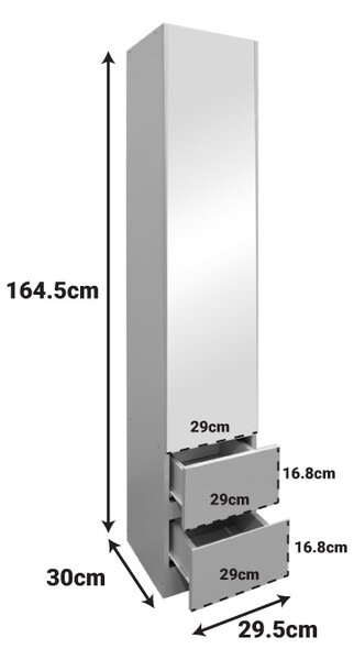 Ψηλό Ντουλάπι με Καθρέφτη Lostro Λευκό 29.5x30x164.5 cm