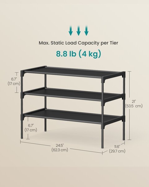 Αρθρωτή παπουτσοθήκη Songmics Μαύρο 62.3x29.7x21 cm