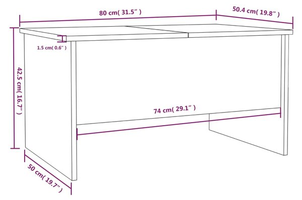 VidaXL Τραπεζάκι Σαλονιού Καφέ Δρυς 80x50x42,5εκ. Επεξεργασμένο Ξύλο