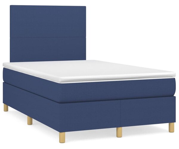 VidaXL Κρεβάτι Boxspring με Στρώμα Μπλε 120x190 εκ. Υφασμάτινο