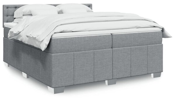 VidaXL Κρεβάτι Boxspring με Στρώμα Ανοιχτό Γκρι 200x200 εκ. Υφασμάτινο