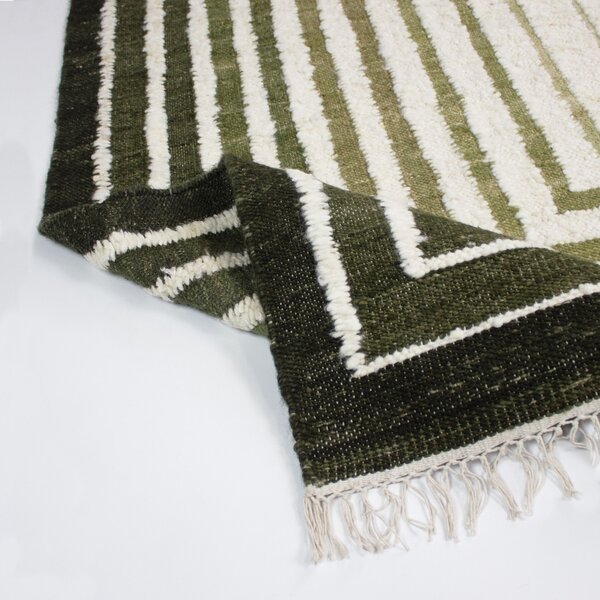 Covor Boucle Wool Frame Verde 200x300 cm