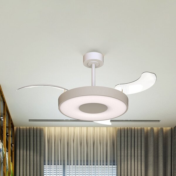 Mantra Iluminación Έξυπνος ανεμιστήρας οροφής LED Coin Mini, μπεζ/λευκό, DC, αθόρυβος, ρυθμιζόμενος, Μπεζ, Σαλόνι / τραπεζαρία, Μέταλλο, σύγχρονο