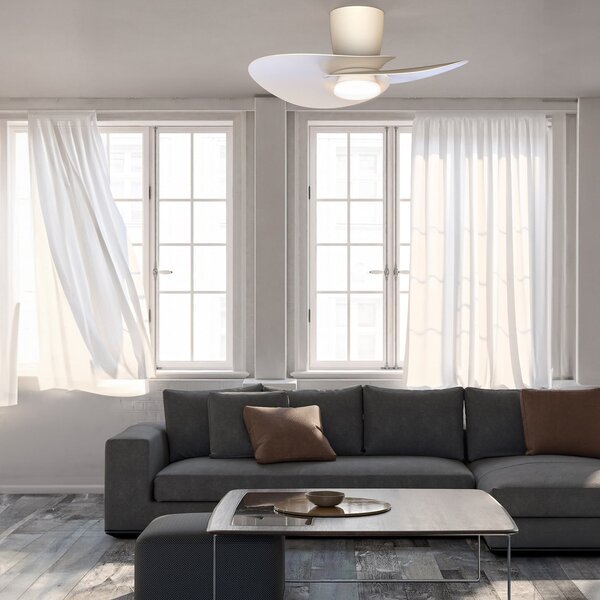 Mantra Iluminación Ανεμιστήρας οροφής LED Nenufar, λευκός, DC, αθόρυβος, CCT, 74 cm, ρυθμιζόμενος, Λευκό, Σαλόνι / τραπεζαρία, Αλουμίνιο, σύγχρονο