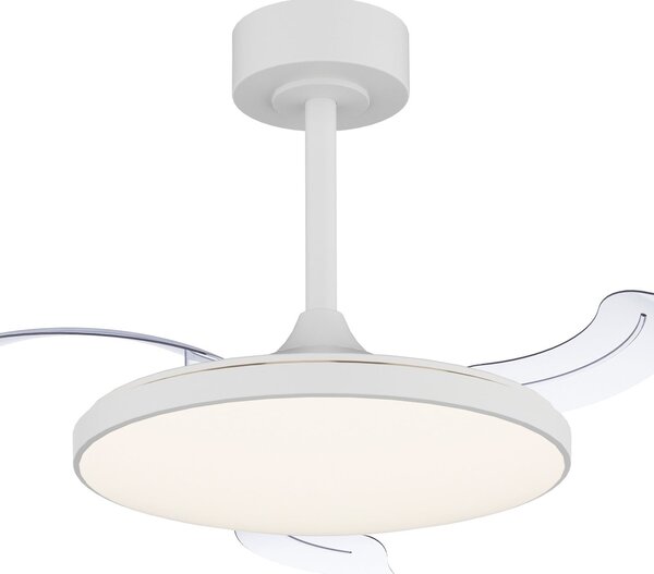 Mantra Iluminación Ανεμιστήρας οροφής LED Slim Mini, λευκός, DC, αθόρυβος, CCT, 106 cm, ρυθμιζόμενος, Λευκό, Σαλόνι / τραπεζαρία, Μέταλλο, σύγχρονο