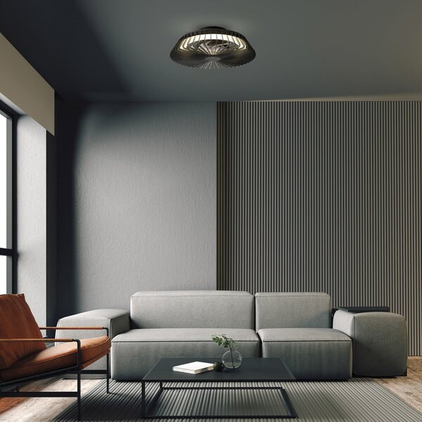 Mantra Iluminación Ανεμιστήρας οροφής LED Himalaya Mini, μαύρος, DC, αθόρυβος, CCT, ρυθμιζόμενος, Μαύρο, Σαλόνι / τραπεζαρία, Πλαστικό, σύγχρονο