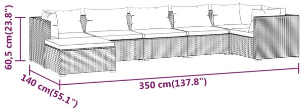 VidaXL Σαλόνι Κήπου 7 Τεμαχίων Γκρι από Συνθετικό Ρατάν με Μαξιλάρια