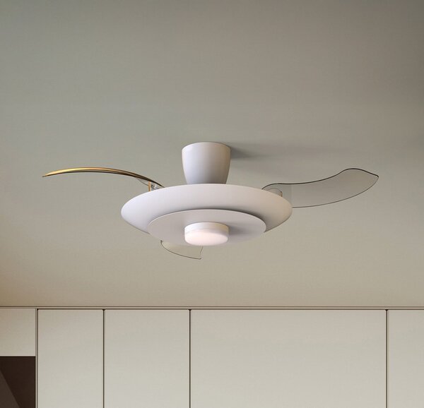 Mantra Iluminación Ανεμιστήρας οροφής με LED Kyoto, λευκός, DC, αθόρυβος, CCT, 106 cm, ρυθμιζόμενος, Λευκό, Σαλόνι / τραπεζαρία, Μέταλλο, σύγχρονο