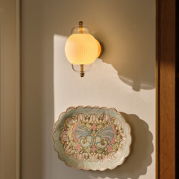DESIGN BY US Φωτιστικό τοίχου Shahin, λευκό/διαφανές, φυσητό γυαλί, G9, ρυθμιζόμενος, Σαλόνι / τραπεζαρία, Γυαλί, σχεδιασμός