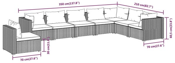 VidaXL Σαλόνι Κήπου Σετ 8 Τεμαχίων Καφέ Συνθετικό Ρατάν με Μαξιλάρια