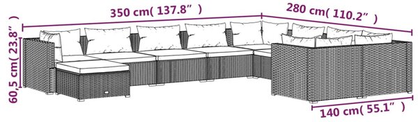VidaXL Σαλόνι Κήπου 10 Τεμαχίων Μαύρο Συνθετικό Ρατάν με Μαξιλάρια