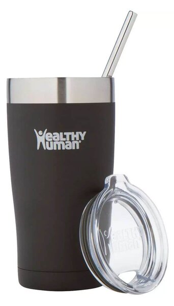 Ποτήρι Θερμός Cruiser Healthy Human με χωρητικότητα 591ml και διατήρηση θερμοκρασίας 12h ζεστό / 24h κρύο - Pure Black
