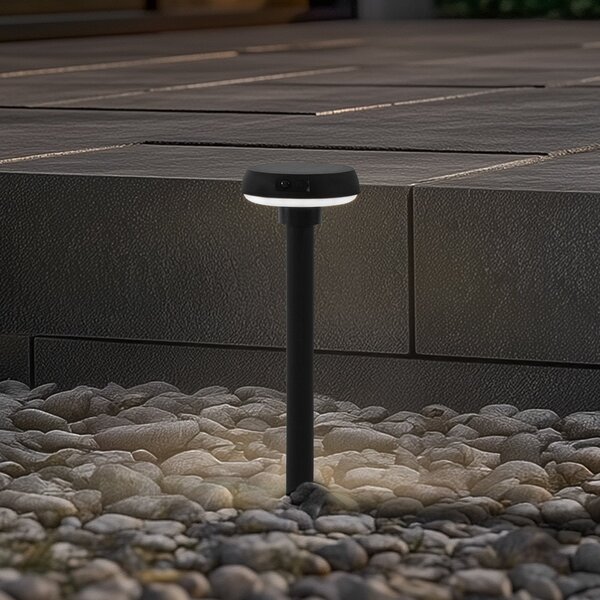 Lindby Φωτιστικό LED με γείωση Brinca, μαύρο, PC, αισθητήρας, Μαύρο, Πλαστικό, σύγχρονο