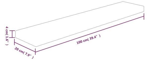 VidaXL Ράφι 100x20x4 εκ. από Ακατέργαστο Μασίφ Ξύλο Δρυός